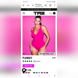 TA3 Plungey Viral TikTok Compression Swimsuit Bathing Suit Pink XL Short